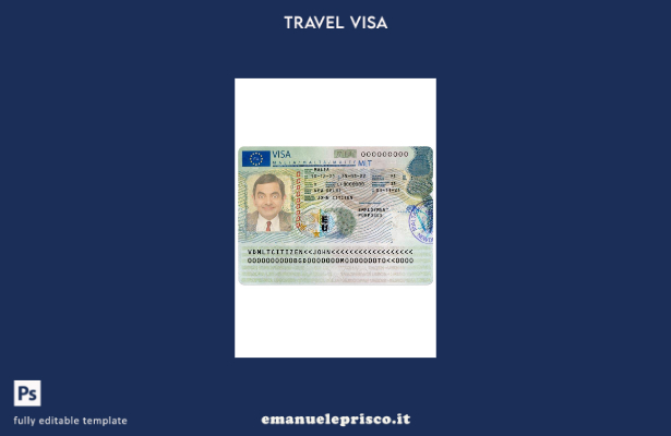modello di versione del visto di viaggio per Malta in stile verificato